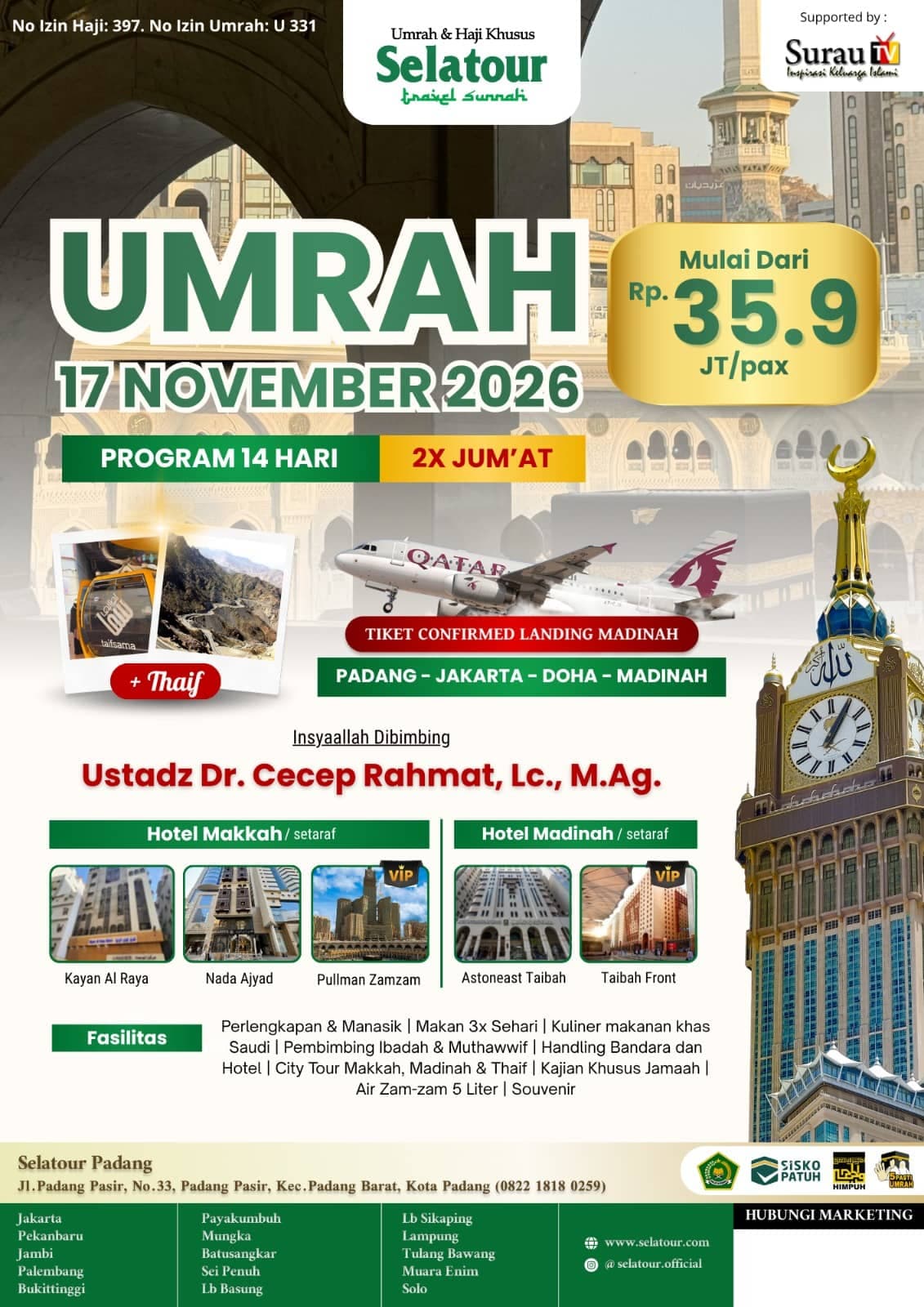 Flyer Umrah November 2026 Padang - Qatar