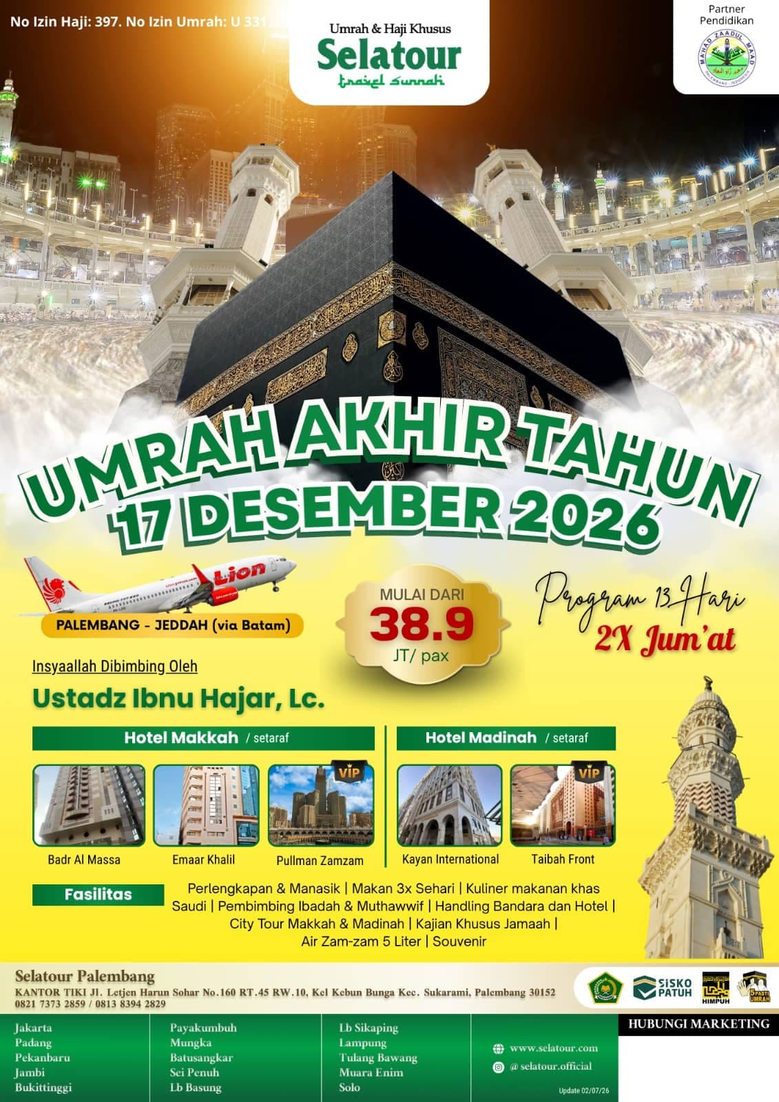 Flyer Umrah Desember 2026 Palembang - Lion