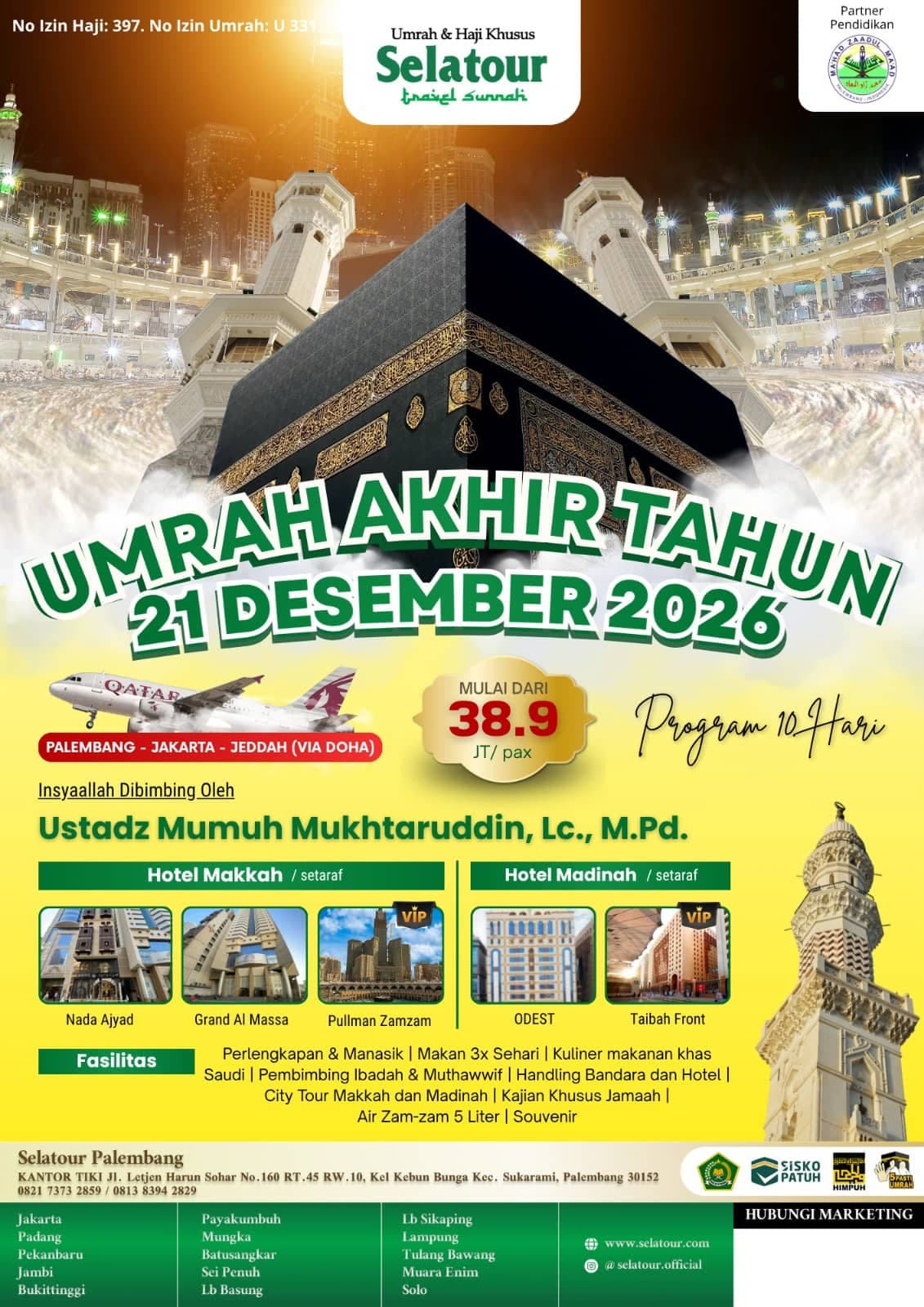 Flyer Umrah Desember 2026 Palembang - Qatar