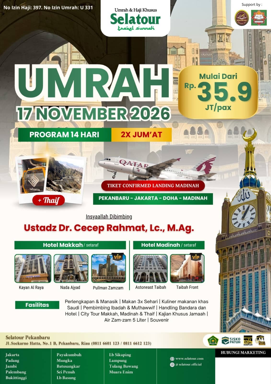Flyer Umrah November 2026 Pekanbaru - Qatar